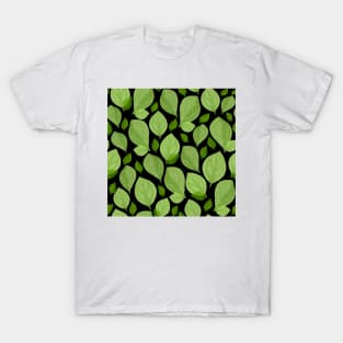 Green Basil Leaf Pattern T-Shirt